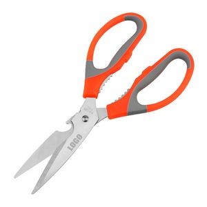 Orange Handle Scissors With Walnut Cracker