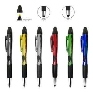 Shining Barrel Pen With Highlighter And Stylus