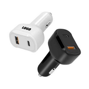 Car Charger 2 IN 1 USB Type C Adapter