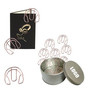 Headphone Shaped Paper Clips In Tin Box