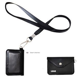 Envelope PU Leather Card Case With Lanyard