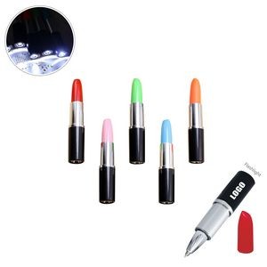Lipstick Shaped Pen With Flashlight
