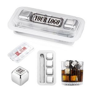 Stainless Steel Whiskey Ice Cubes Set With Tong