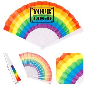 Rainbow Fabric Folding Fan