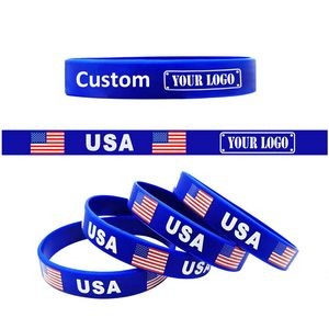 Debossed U.S. Flag Silicone Wristband