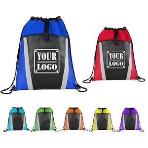 Nylon Drawstring Backpack w/Two-tone Color