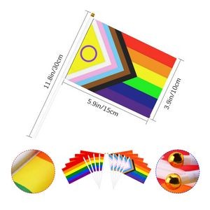 Custom 6'' x 4'' Rainbow Gay Pride Hand Held Flag