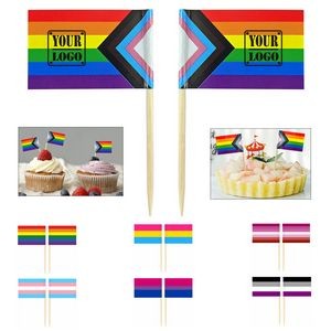 Progress Pride Rainbow Toothpick Flags