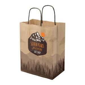 8.5" x 10.25" x 5" Full Color Natural Black Handle Shopper Paper Bags