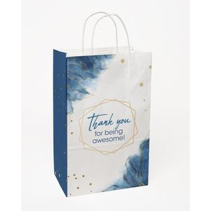 8.5" x 13.375" x 5" Full Color White Handle Shopper Paper Bags