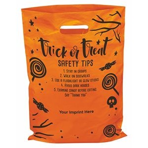 Trick or Treat Tips Orange Plastic Bags (13