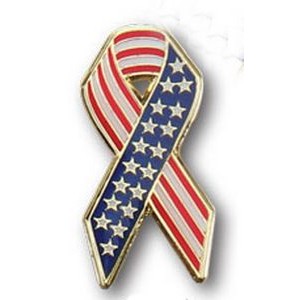 "US Flag Ribbon" Stock Cutout Pin