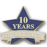10 Years of Service Stock Pin