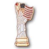 "Statue of Liberty w/ American Flag" Stock Pin