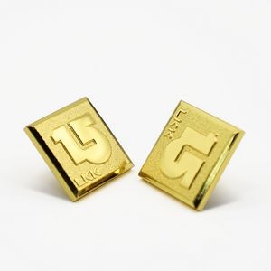 Custom Shape High Polished Sandblast Textured Gold Finish Lapel Pins 1 3/4"