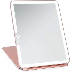 LED Lighted Travel Vanity Makeup Mirror | 3 Color Light, Compact, Portable, Rechargeable