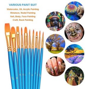 Paint Brushes Set Acrylic Painting Oil Watercolor Canvas Boards Body Face Rock Easter Eggs