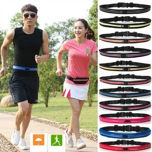 Sports Running Belt, Outdoor Dual Pouch Sweat Proof Reflective Slim Waist Pack for Men and Women