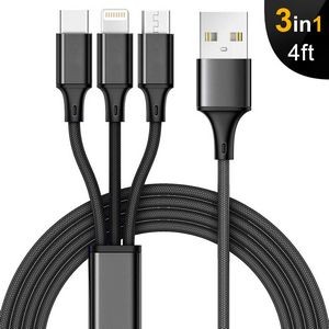 Multi Charger Cable 3 in 1 Multiple Connector Universal USB Charging Cord