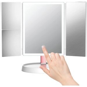 Countertop Cosmetic Makeup Mirror with 52 Led Lights 3 Color Lighting Modes, Touch Screen