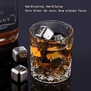Ice Cubes Reusable Stainless Steel for Coolers Whiskey Stones Chilling Rocks for Wine Drinkers