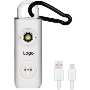 130dB Self LED Light Keychain Safe Sound Personal Defense Alarm Siren USB Charge