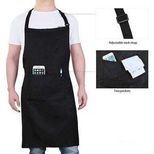 Adjustable Bib Aprons, Water Oil Stain Resistant Black Chef Cooking