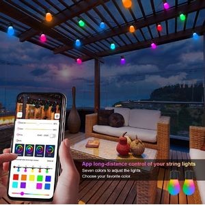 LED Outdoor String Lights 50FT Outdoor String Lights with 15 Pcs 1W Dimmable Plastic Bulbs