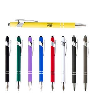 Colorful Soft Touch Ballpoint Pen w/Stylus
