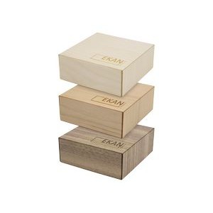 Custom Folding Birch Veneer Square - Wooden Gift Box - Packaging - 4"l x 4"w x 2"h Internal