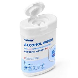 Disposable 50pcs/Pack 75% Alcohol Wet Wipe in Barrel (Inventory)