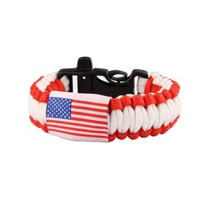 Flag Pattern Paracord Bracelet With Whistle