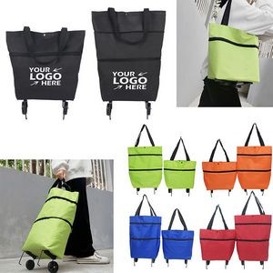 Folding shopping bag with wheels