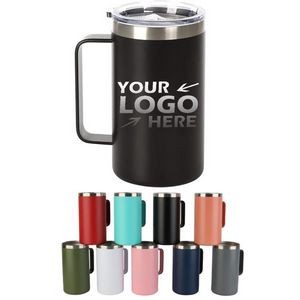 24 oz. 304 Double Wall Stainless Steel Mug with Handle and Lid
