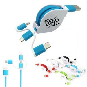 3 In 1 Retractable Data Charging Cable