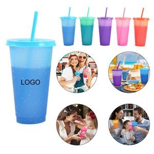 Cold Color Changing Cups with Lids Straws