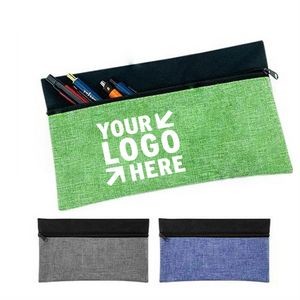 Two-tone Heathered Zipper Pencil Pouch