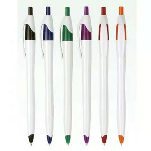 Slim Retractable Plastic Pen w/ Colored Trim