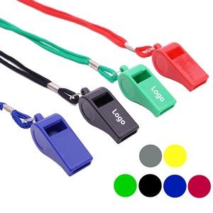 MOQ 50pcs Multi-Colored Plastic Whistle With Lanyard