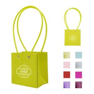 Premium Plaid Flower Gift Shopping Bag - Small Size