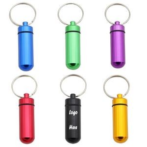 Aluminum Pill Box Case With Keychain