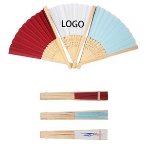Bamboo Folding Hand Held Paper Fans