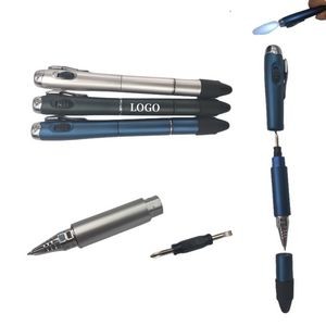 Multi functional LED Light Screwdriver Pen with Stylus