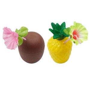 Coconut Cups with Flower Straws & Twist Close Lids