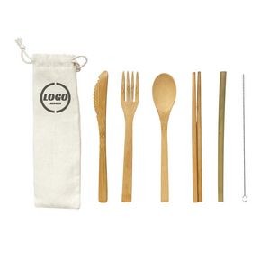 Bamboo Travel Cutlery Set For Camping