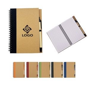 5" x 7" Soft Cover Kraft Spiral Journal With Pen