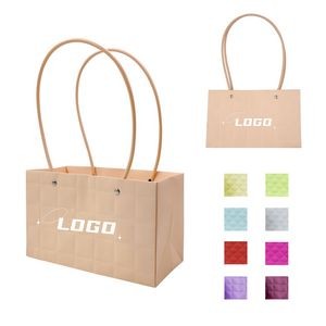 Premium Plaid Flower Gift Shopping Bag - Big Size