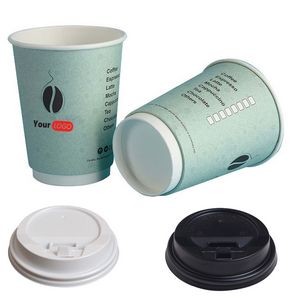 12 Oz Disposable Paper Double-wall Paper Hot Drinks Cup with Lids