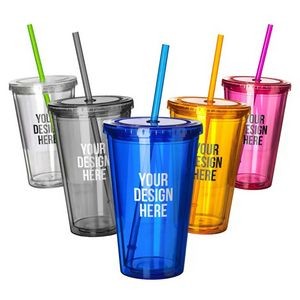 Double Walled Tumblers with Lid & Straw