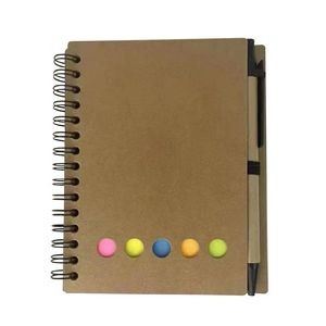 Kraft Notebook With Pen and Sticky Flags